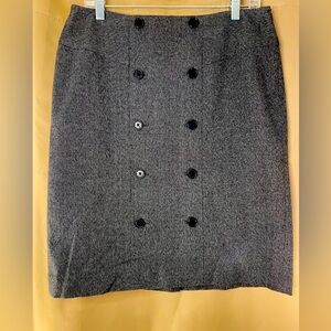 Anne Klein AK Skirt Size 10 Button Accent Front Stretch Charcoal Gray Side Zip